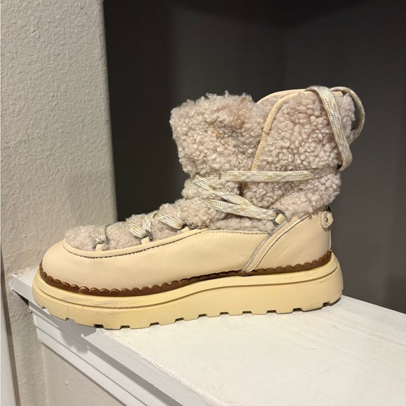 Sam Edelman Orelia Pull On Lace Up Cold Weather Ankle Boots Natural Womens 6.5 M - Picture 5 of 9